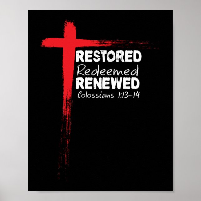 Christian Bible Verse Colossians 1:13-14 Cross Poster (Front)