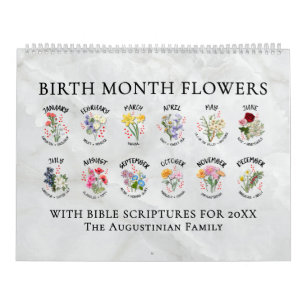 Christian Bible Verse Custom BIRTH MONTH FLOWERS Calendar