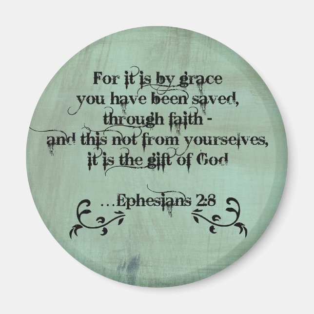 Christian Bible Verse Ephesians 2:8 Magnet (Front)