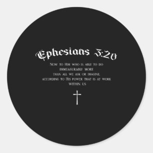 Christian Bible Verse Ephesians 3_20 Pray Power Ba Classic Round Sticker