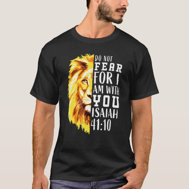 Christian Bible Verse Faith Over Fear Lion Of Juda T-Shirt (Front)