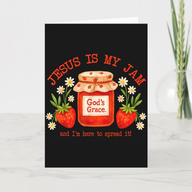 Christian Bible Verse Faith Strawberry Jesus Is My Card (Front)