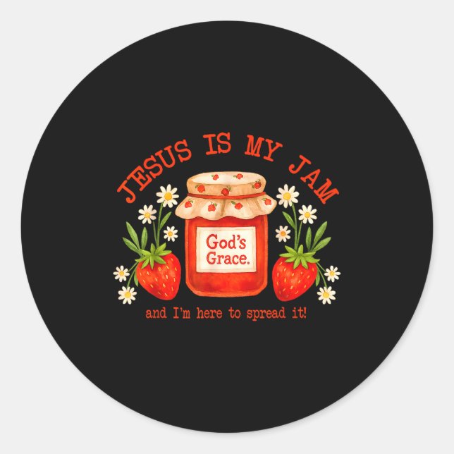 Christian Bible Verse Faith Strawberry Jesus Is My Classic Round Sticker (Front)