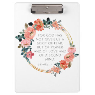 Christian Bible Verse Floral Wreath Clipboard