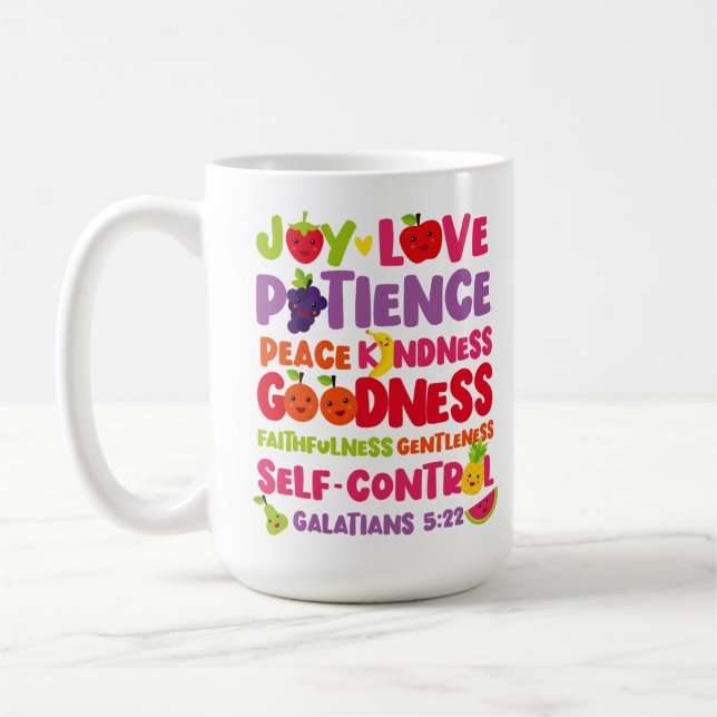 Christian Bible Verse Fruit Of The Spirit Coffee Mug (Left)