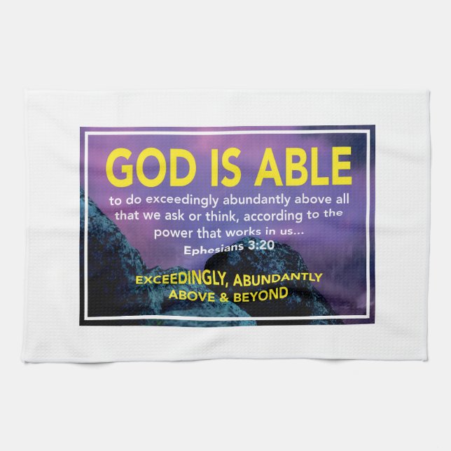 Christian Bible Verse | GOD IS ABLE  Tea Towel (Horizontal)