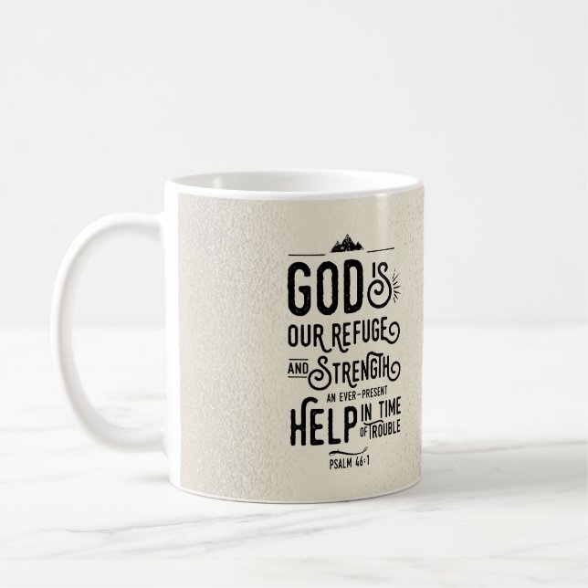 Christian Bible Verse God is our Refuge Coffee Mug (Left)