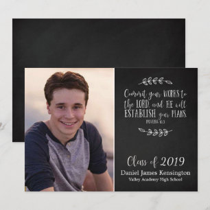 Christian Bible Verse Graduation Chalkboard Photo Invitation