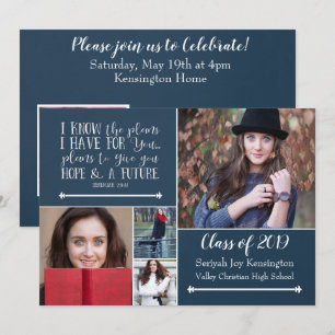 Christian Bible Verse Graduation Photo Collage Invitation