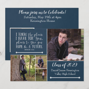 Christian Bible Verse Graduation Photo Collage Invitation