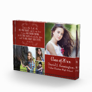 Christian Bible Verse Graduation Photo Collage Red Block