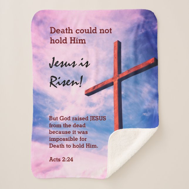 Christian Bible Verse | JESUS IS RISEN Sherpa Blanket (Front)