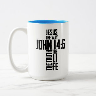 Christian Bible Verse Jesus The Way John 14:6 Two-Tone Coffee Mug