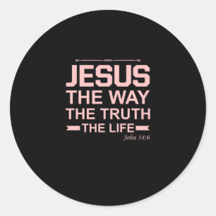 Christian Bible Verse Jesus Way Truth Life Classic Round Sticker