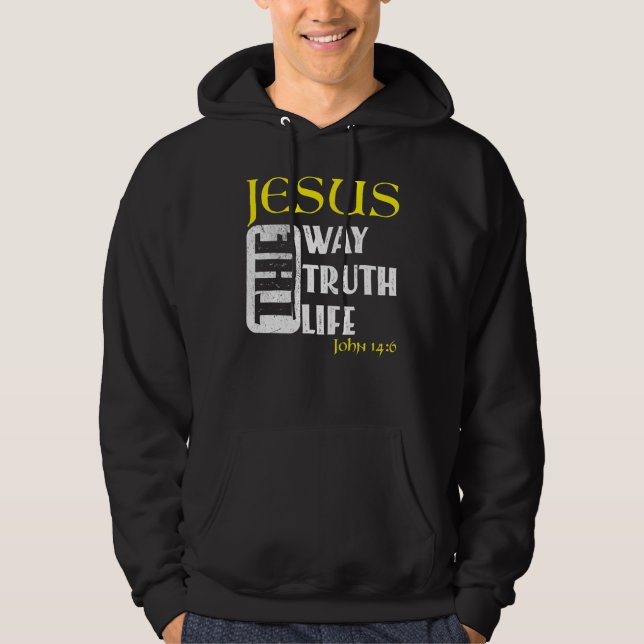 Christian Bible Verse John 146 1 Hoodie (Front)