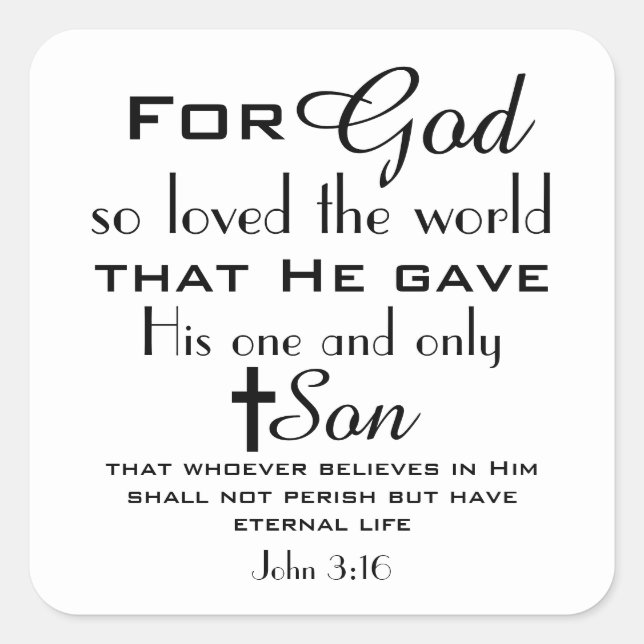 Christian Bible Verse John 3:16 Stickers (Front)