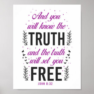 Christian Bible Verse John 8:32 Poster