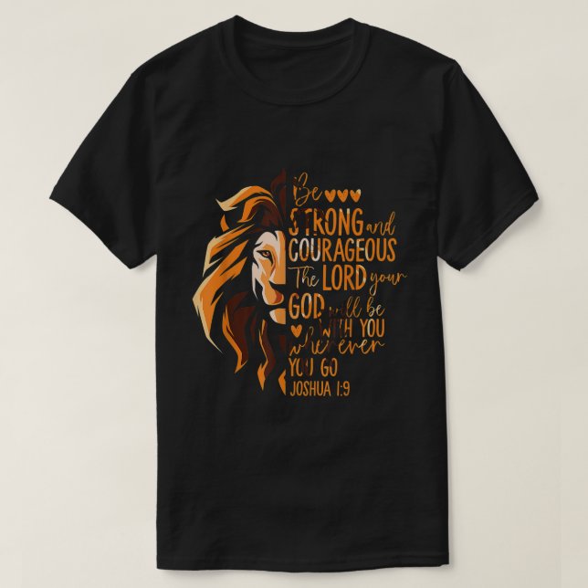 Christian Bible Verse Joshua 19 Lion T-Shirt (Design Front)