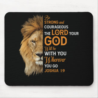 Christian Bible Verse Joshua 1 9 Lion Faith Mouse Mat