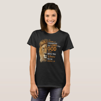Christian Bible Verse Joshua 1 9 Lion Faith T-Shirt
