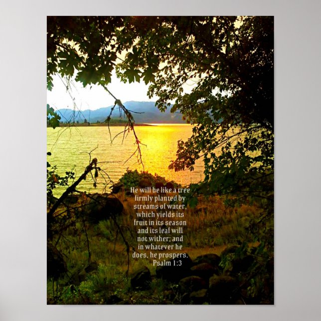 Christian Bible Verse Lake Landscape Creationarts Poster (Front)