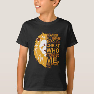 Christian Bible Verse Lion Head I can do all thing T-Shirt