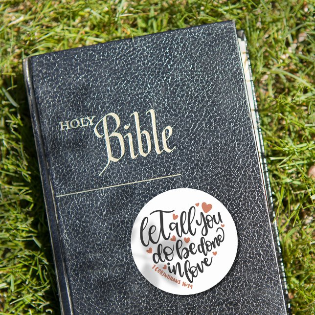  Christian Bible Verse ✝️ Love Heart Design Classic Round Sticker (Christian Bible Verse ✝️ Love Heart Design Classic Round Sticker)