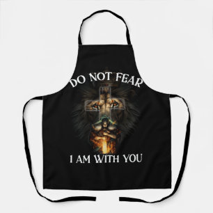 Christian Bible Verse Men Dad Lion Faith Fear Grap Apron