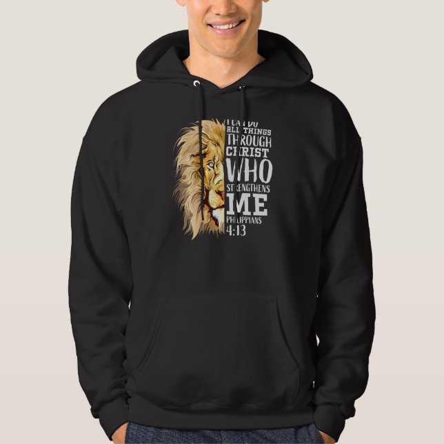Christian Bible Verse Men Dad Lion Of Judah Back P Hoodie (Front)