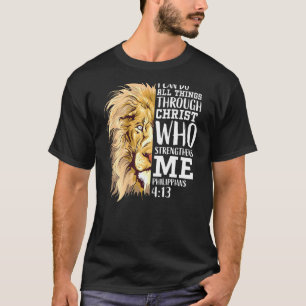 Christian Bible Verse Men Dad Lion Of Judah Back P T-Shirt