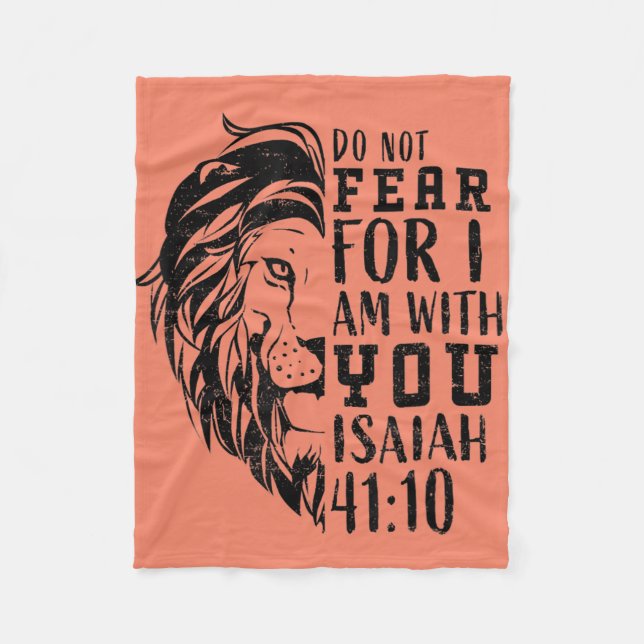 christian bible verse  men lion faith fear religio fleece blanket (Front)