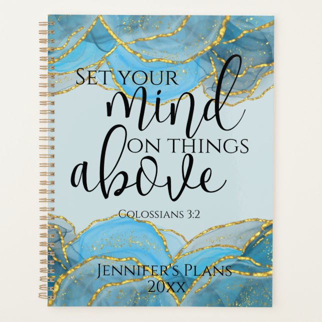 Christian Bible Verse Modern Elegant Abstract Ink Planner (Front)