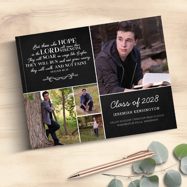 Christian Bible Verse Photo Collage Graduation Guest Book (Christian Bible Verse Photo Collage Graduation Guest Book)