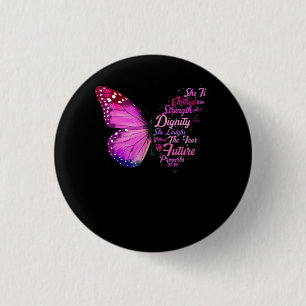 Christian Bible Verse Proverbs 31 25 Butterfly She 3 Cm Round Badge