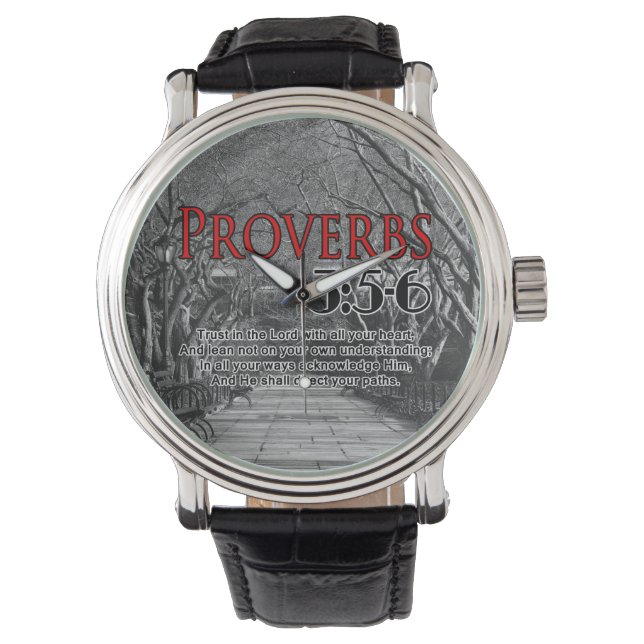 Christian Bible Verse Proverbs 3:5-6 Religious Watch (Front)