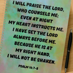 Christian Bible Verse Psalm 16:7-8  Planner