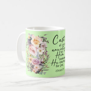 Christian Bible Verse Psalms Floral Coffee Mug