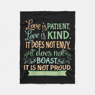 Christian Bible Verse Quote - 1 Corinthians 13_4 Fleece Blanket