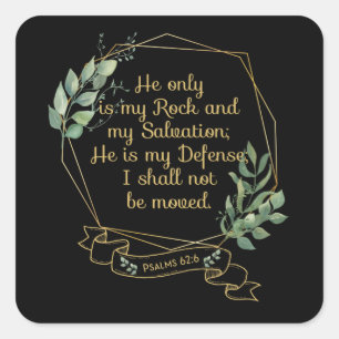 Christian Bible Verse Quote Psalm 62 6 Square Sticker