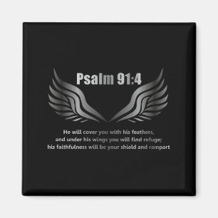 Christian Bible Verse Quote Psalm 91 4 Design On T Magnet