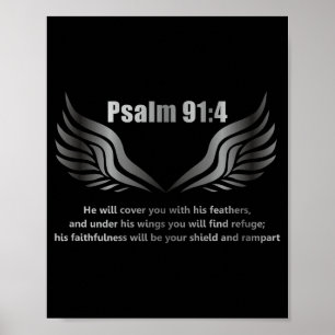 Christian Bible Verse Quote Psalm 91 4 Design On T Poster