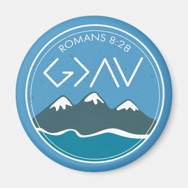 Christian Bible Verse Romans 8:28 God Is Greater Magnet (Front)
