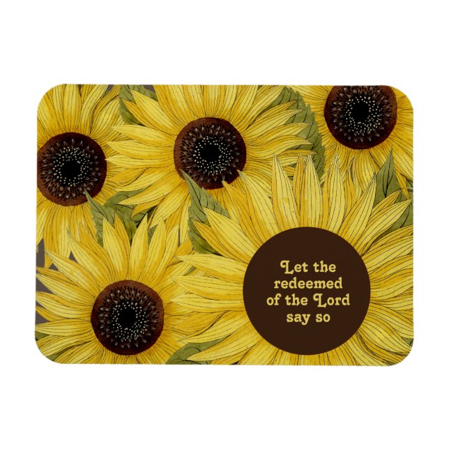 Christian Bible Verse Rustic Yellow Sunflowers Magnet (Horizontal)