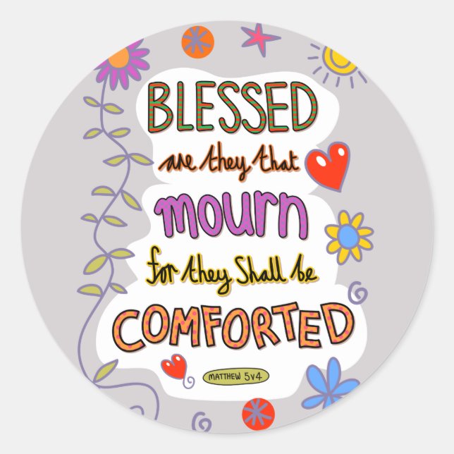 Christian Bible Verse Scripture Text Doodle Classic Round Sticker (Front)