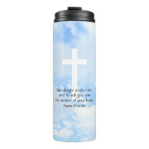Christian Bible Verse Soft Sky Blue Inspirational Thermal Tumbler