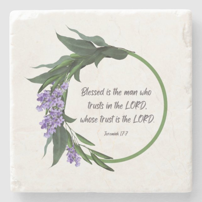 Christian Bible Verse Stone Coaster Jeremiah 17 (Front)