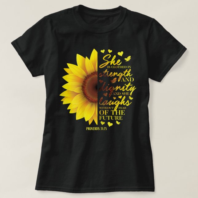 Christian Bible Verse Sunflower Scripture Religiou T-Shirt (Design Front)