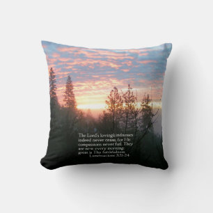 Christian Bible Verse Sunrise Landscape Cushion