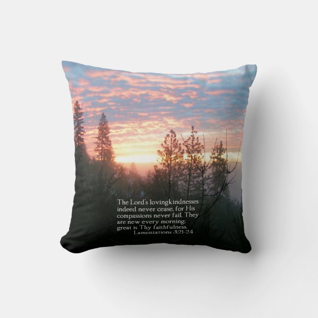 Christian Bible Verse Sunrise Landscape Cushion (Front)