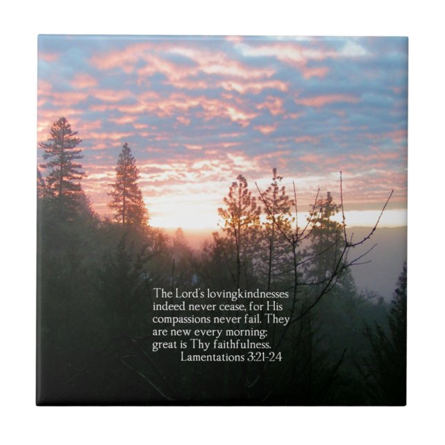 Christian Bible Verse Sunrise Landscape Tile (Front)